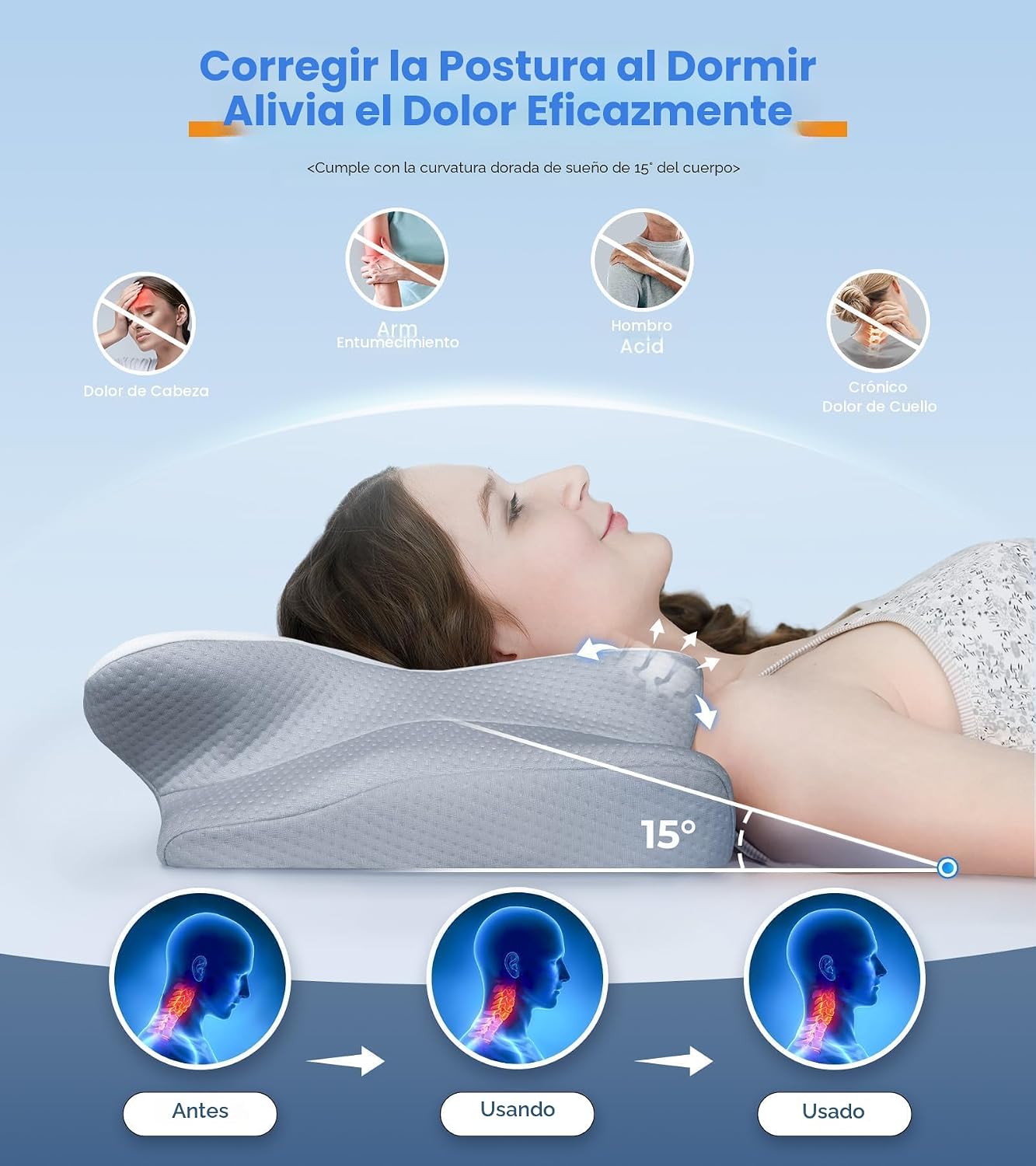 Almohada refrescante de alivio ultra del dolor para soporte del cue...