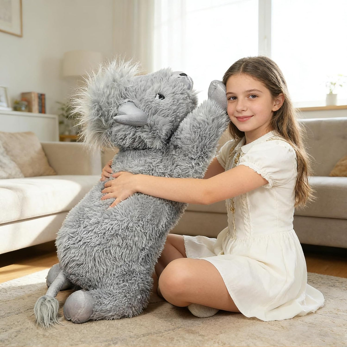 WDXDSOB Peluche de vaca gigante gris de las Highlands de 38.5 pulga...