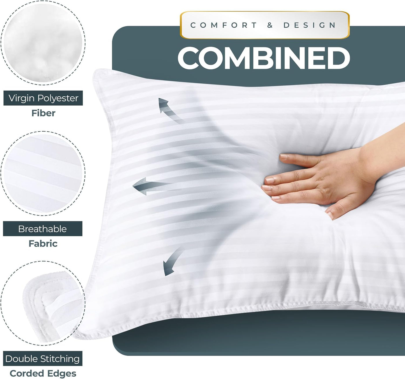 Utopia Bedding Juego de 4 almohadas de cama de hotel para dormir, a...