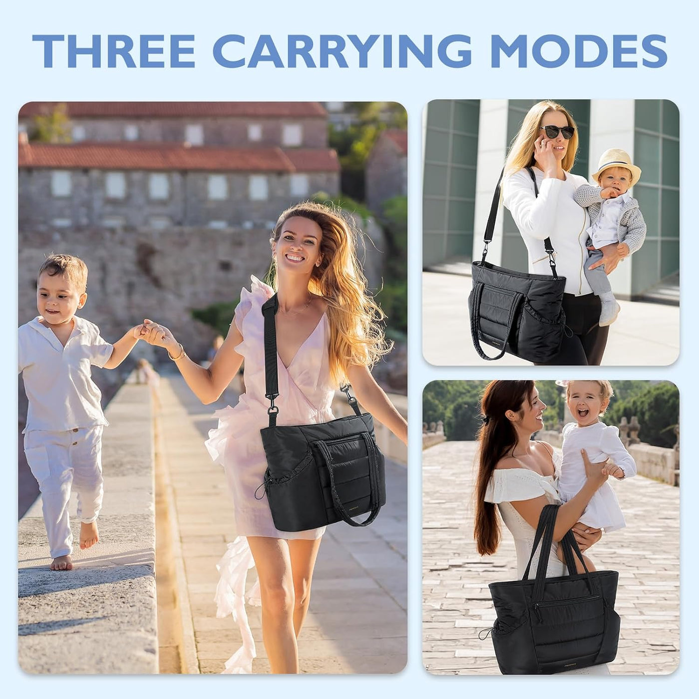 Mommore Bolso de pañales estilo tote con organizador de cochecito,...