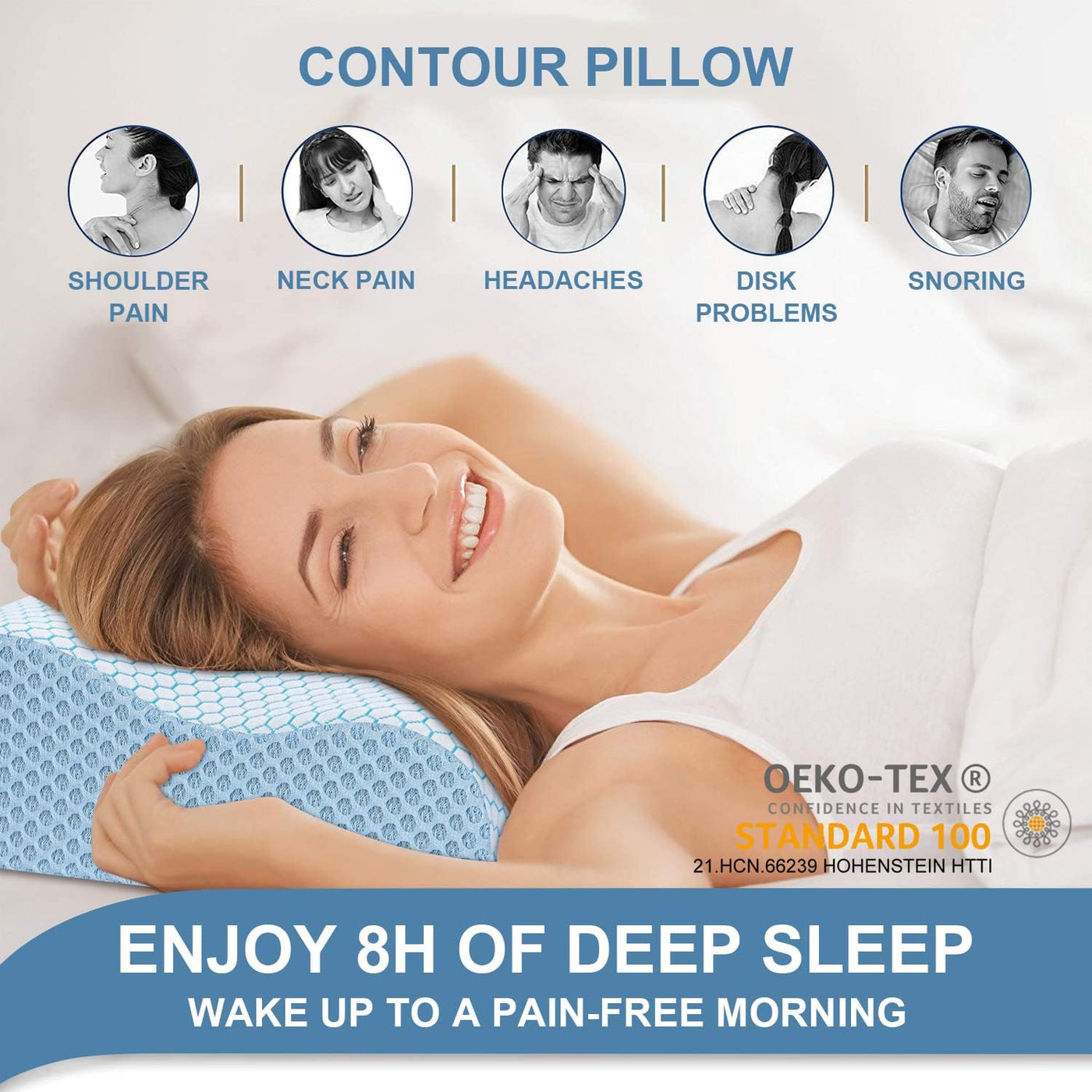 Almohada de espuma viscoelástica, almohada ortopédica cervical de c...