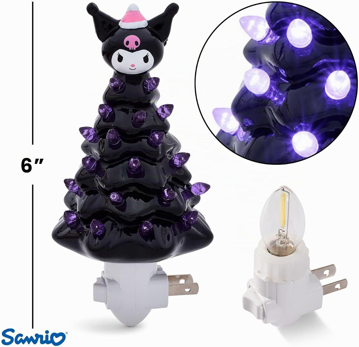 Ukonic Sanrio Kuromi - Árbol de Navidad de cerámica de 6 pulgadas c...
