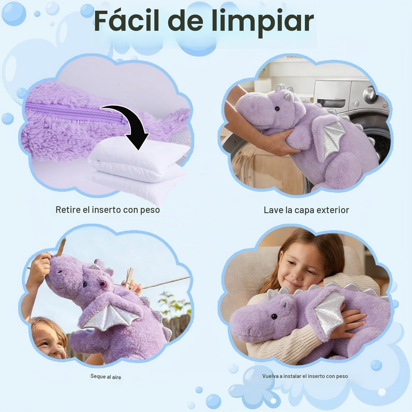 ARELUX Peluche gigante de dragón alado con peso \u2013 35.4 pulgada...