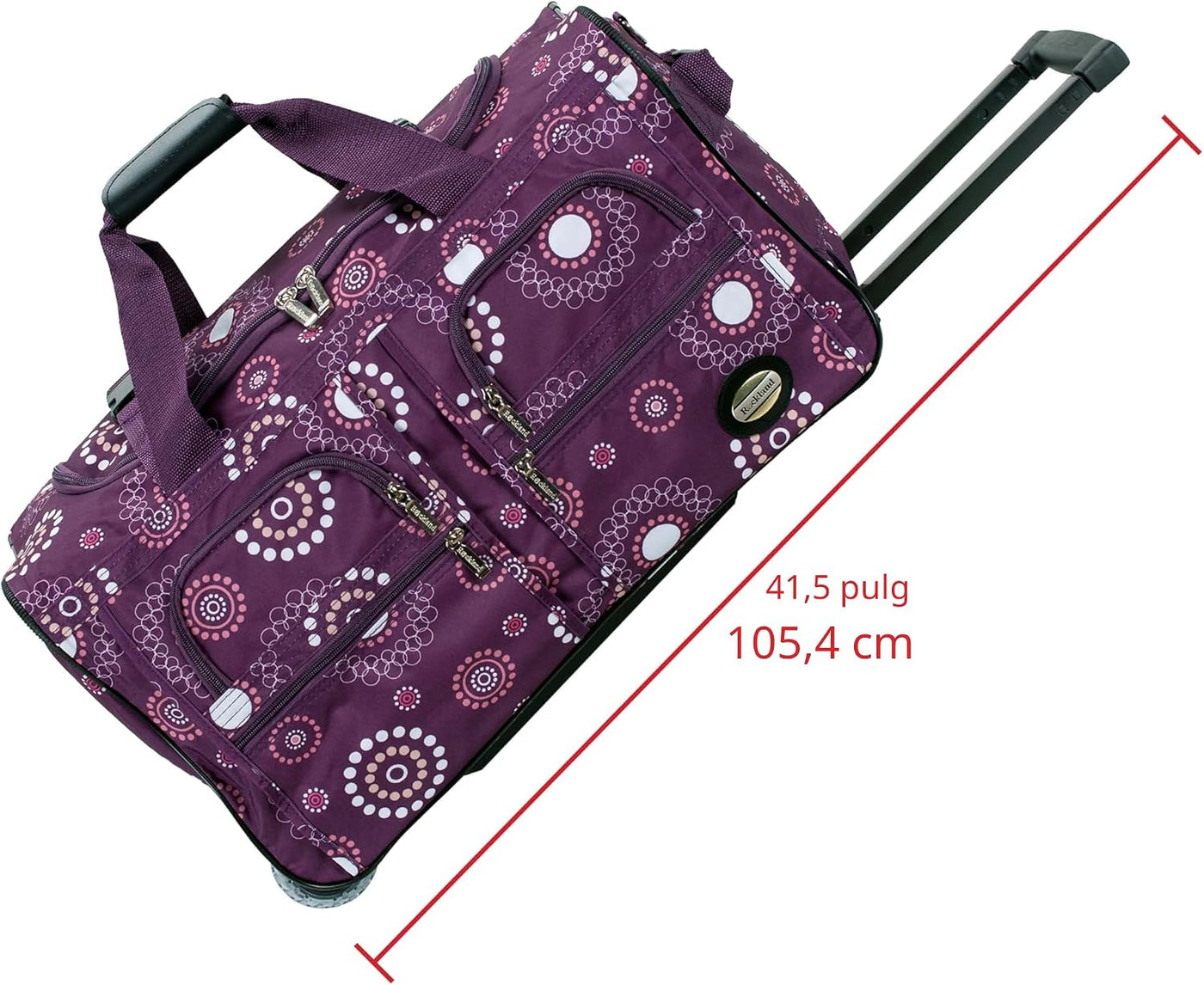Rockland Bolsa de lona con ruedas, negra, 22"