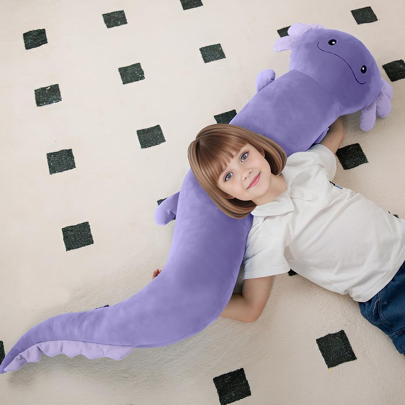 Tianmihou Peluche de ajolote gigante de 48 pulgadas, lindo juguete...