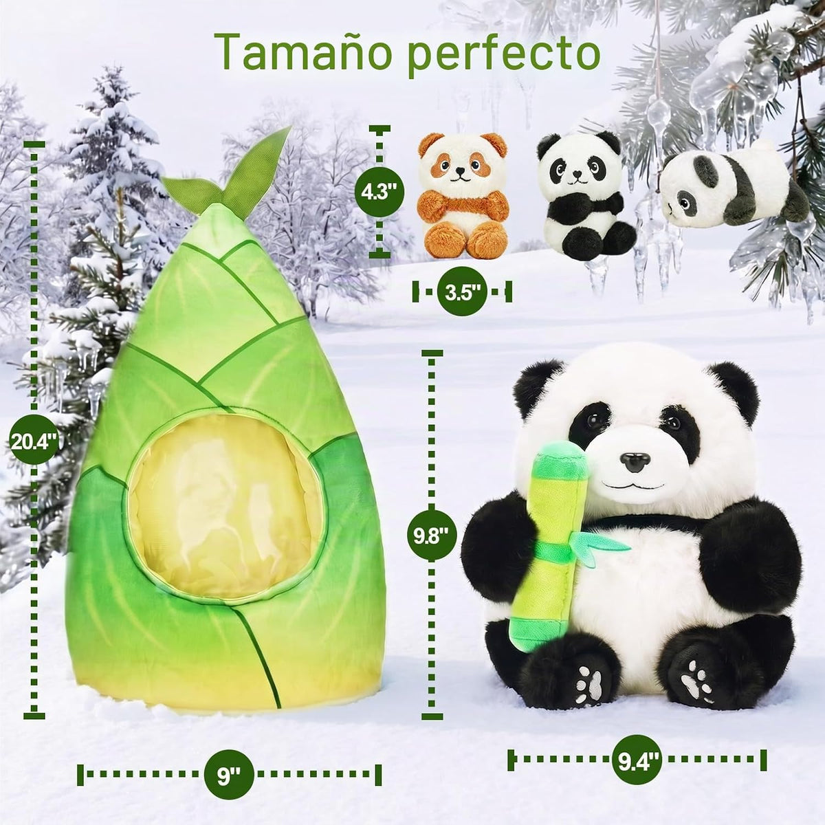 OUOZZZ Animales de peluche de panda con 3 bebés dentro del oso pand...