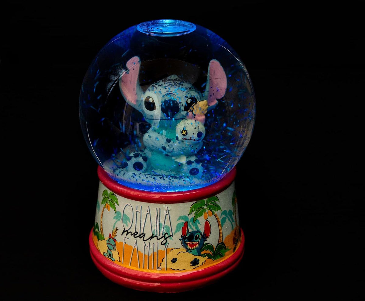 Disney Lilo & Stitch Ohana - Globo de nieve iluminado con purpu...