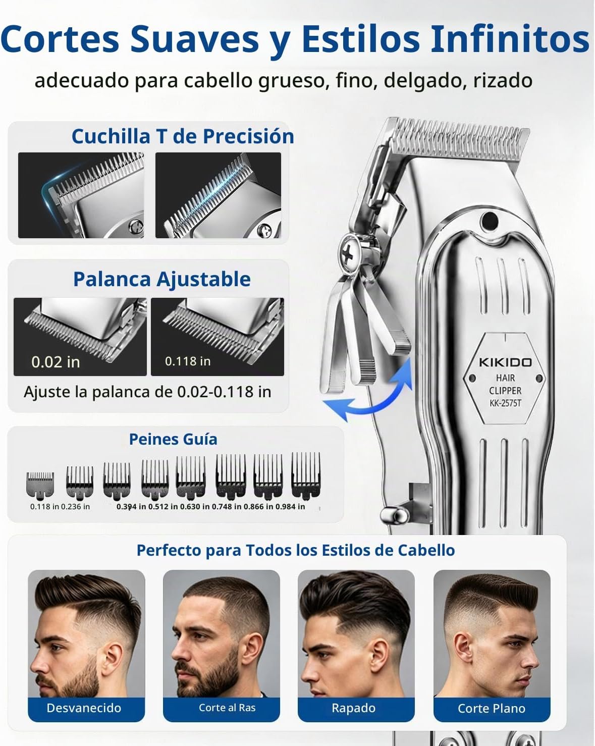 KIKIDO - Cortadora de pelo inalámbrica para hombre, kit profesional...