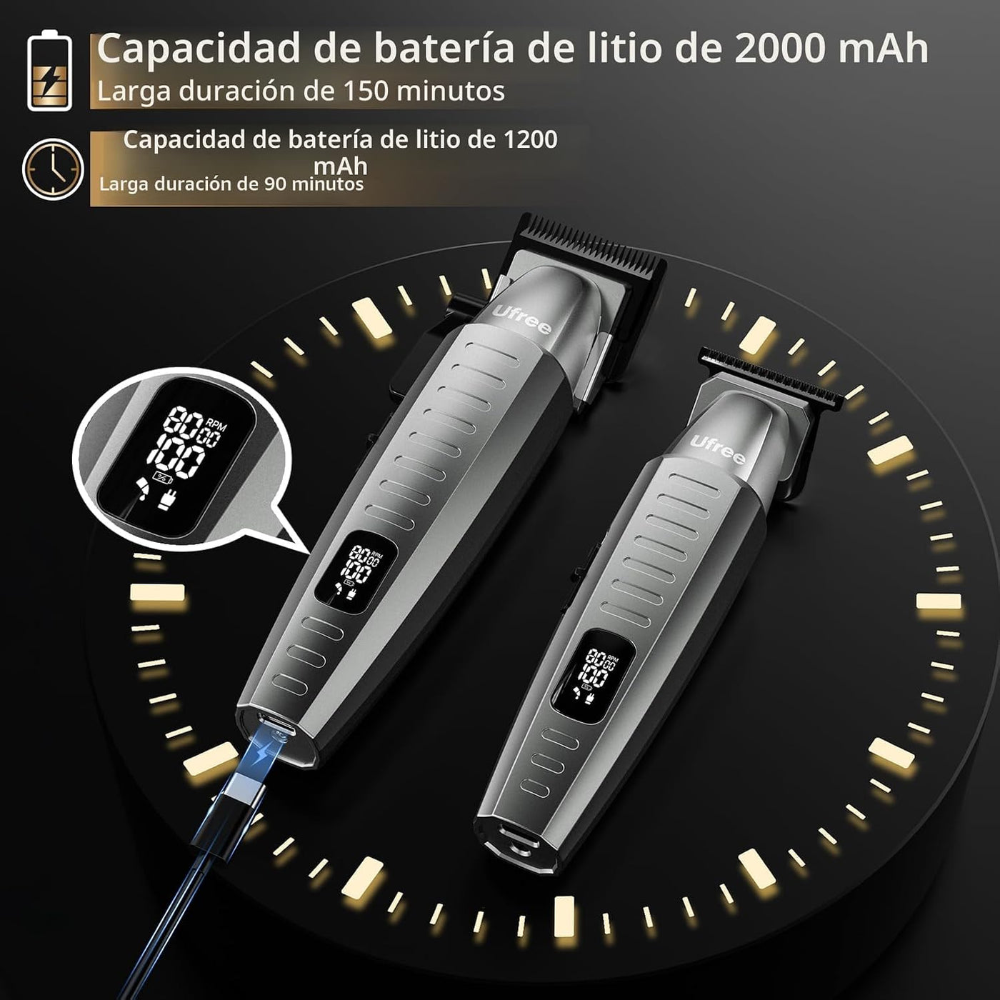 Ufree Cortapelos inalámbricos para hombres, juego de cortapelos pro...