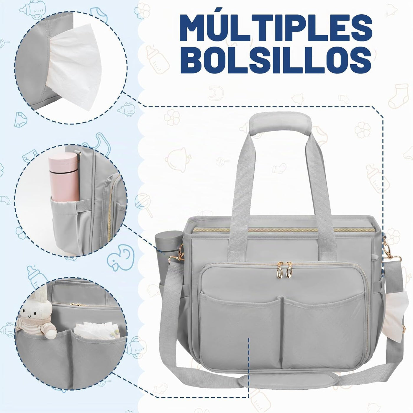 GDNasist Bolsa de pañales, bolsa de pañales de viaje de gran capaci...