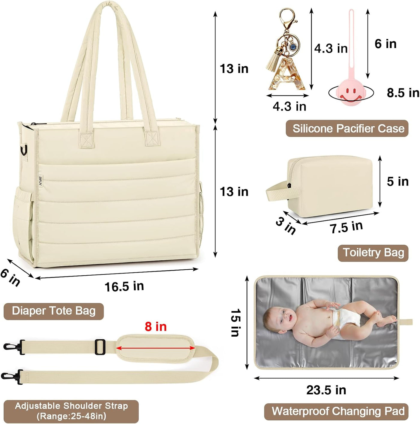 IBFUN Bolso de Pañales para Bebé - Bolso Grande para Bebé 4Pcs con...
