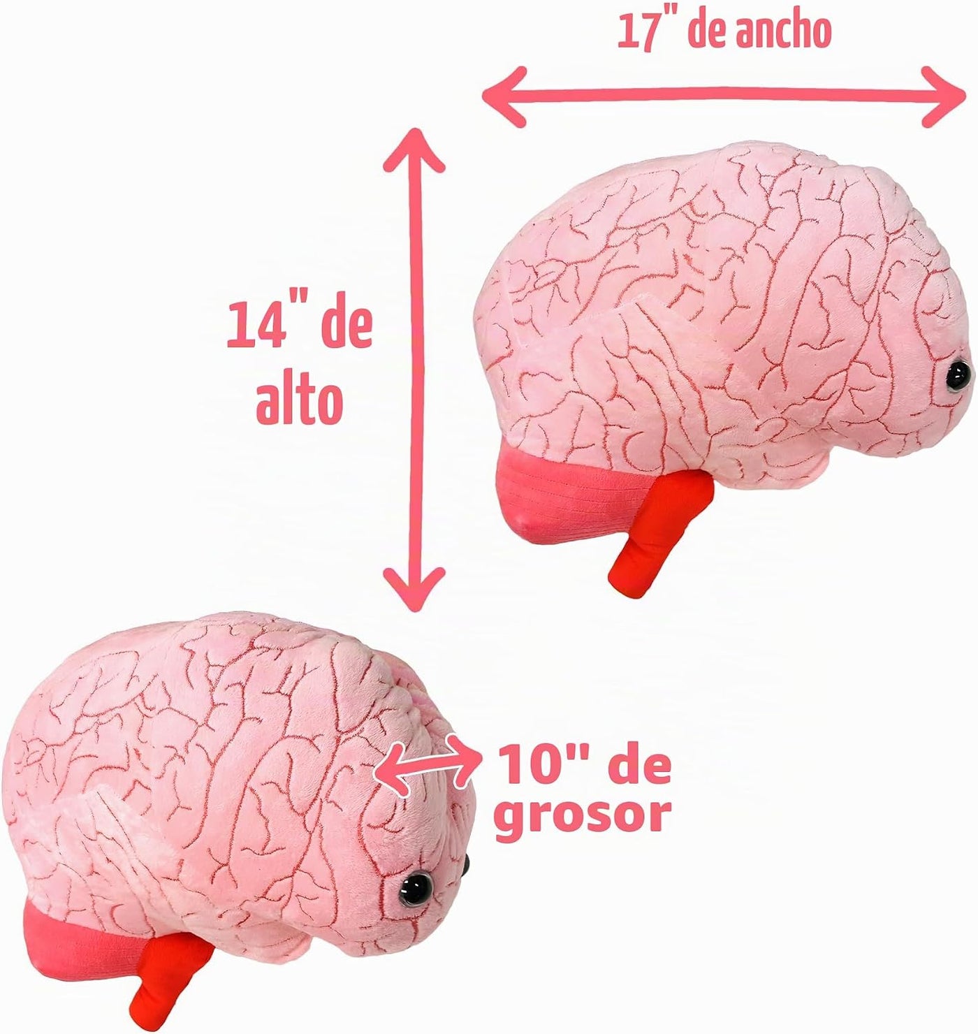 GIANT MICROBES Gigante peluche de órgano cerebral de 17 pulgadas, r...