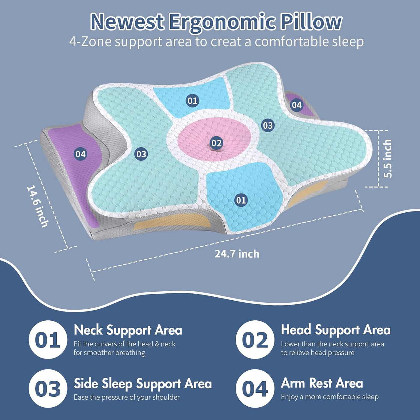 Almohada cervical para dormir - Almohada ergonómica para dormir de...