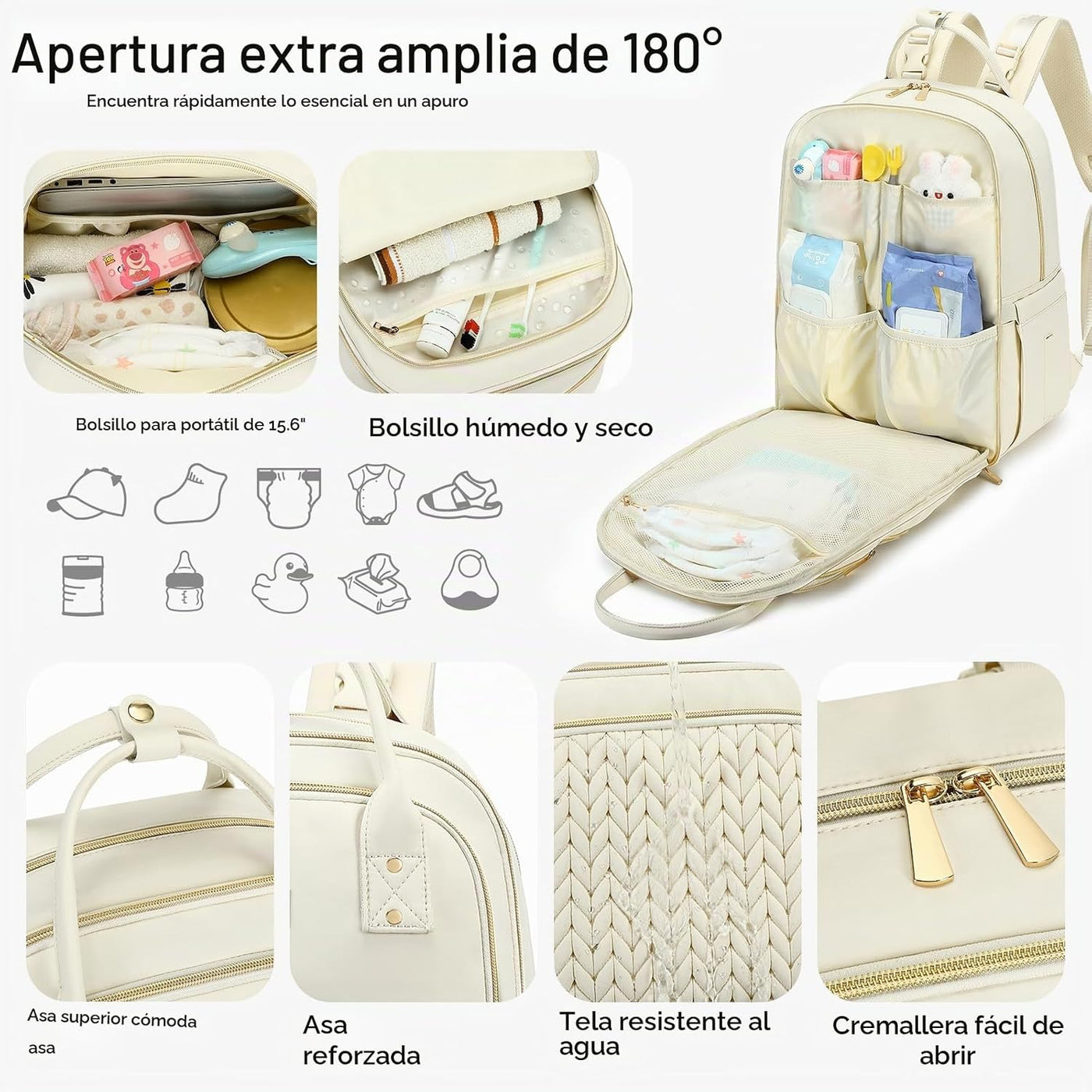 Mochila para pañales, grande, multifuncional, para niños, niñas y b...