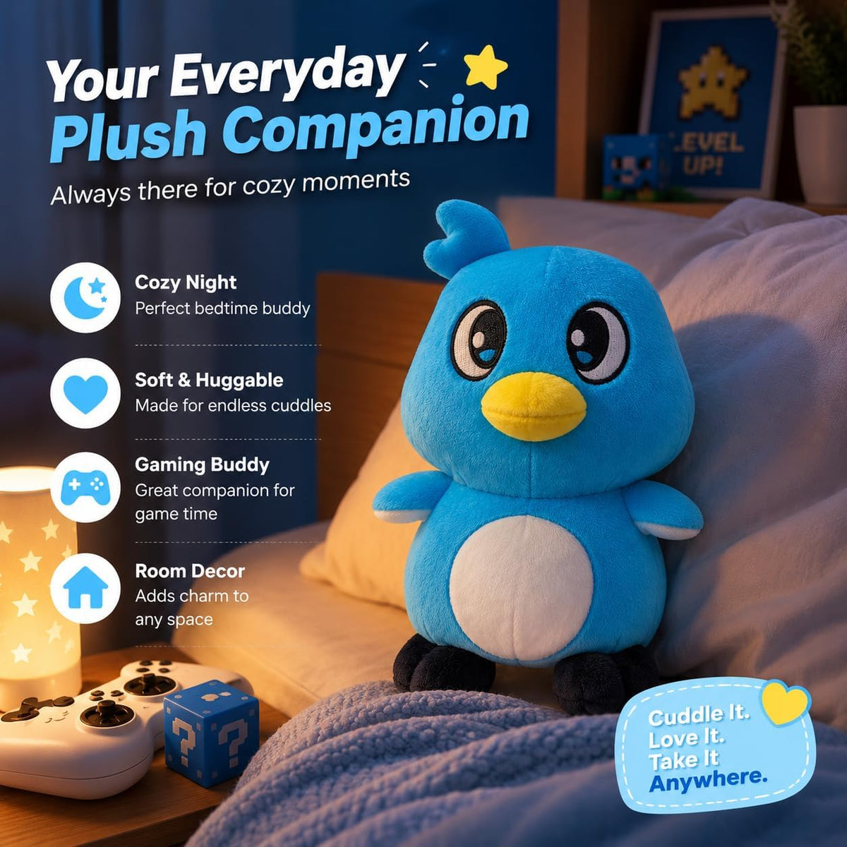 Juguete de peluche de pingüino azul, muñeca de peluche suave de 9.8...
