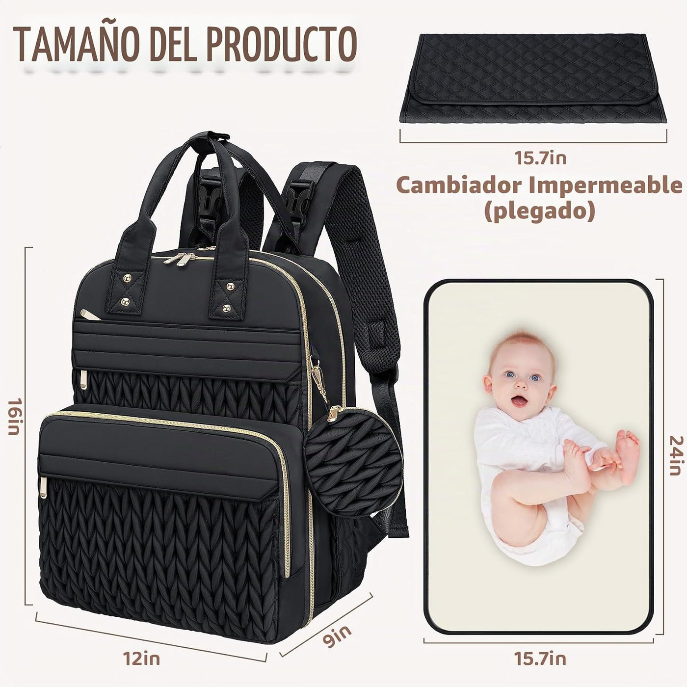 Mochila para pañales CandyHome, elegantes bolsas impermeables para...