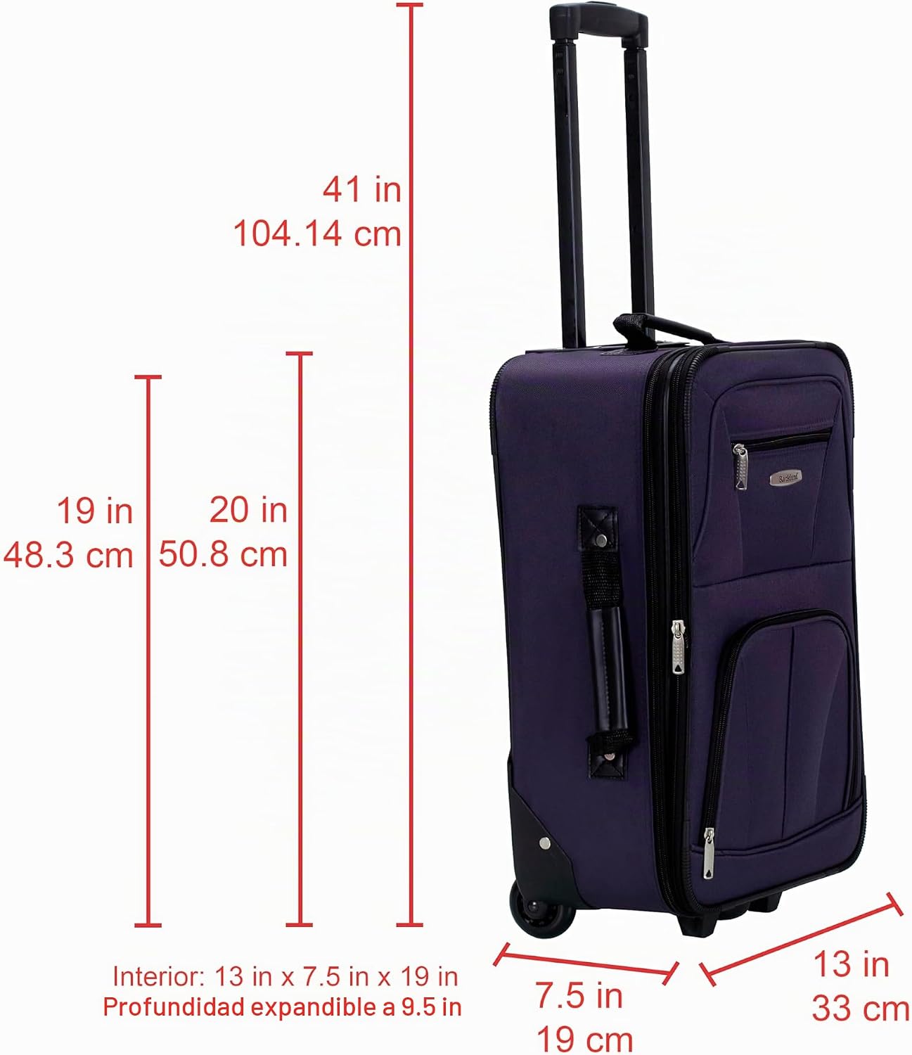 Rockland Fashion Softside Juego de equipaje vertical, morado, 2 pie...