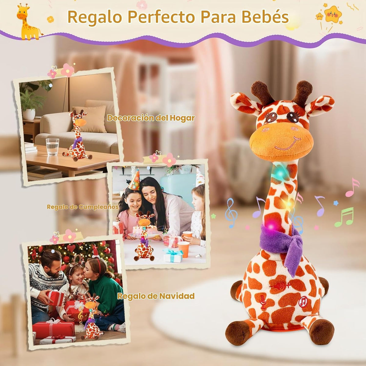 LLUKEME Juguete de jirafa bailarina, juguete de peluche para bebés,...