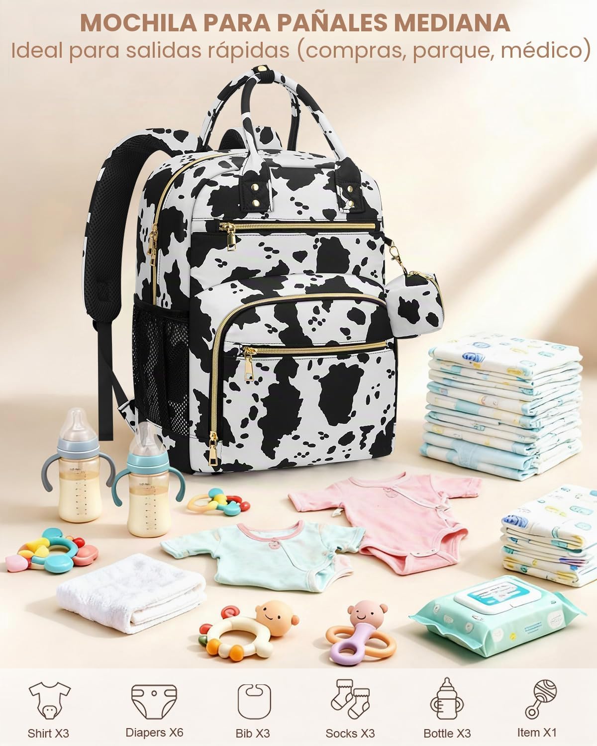 Mochila para Pañales Pritent, Bolso de Pañales para Bebés con Estuc...