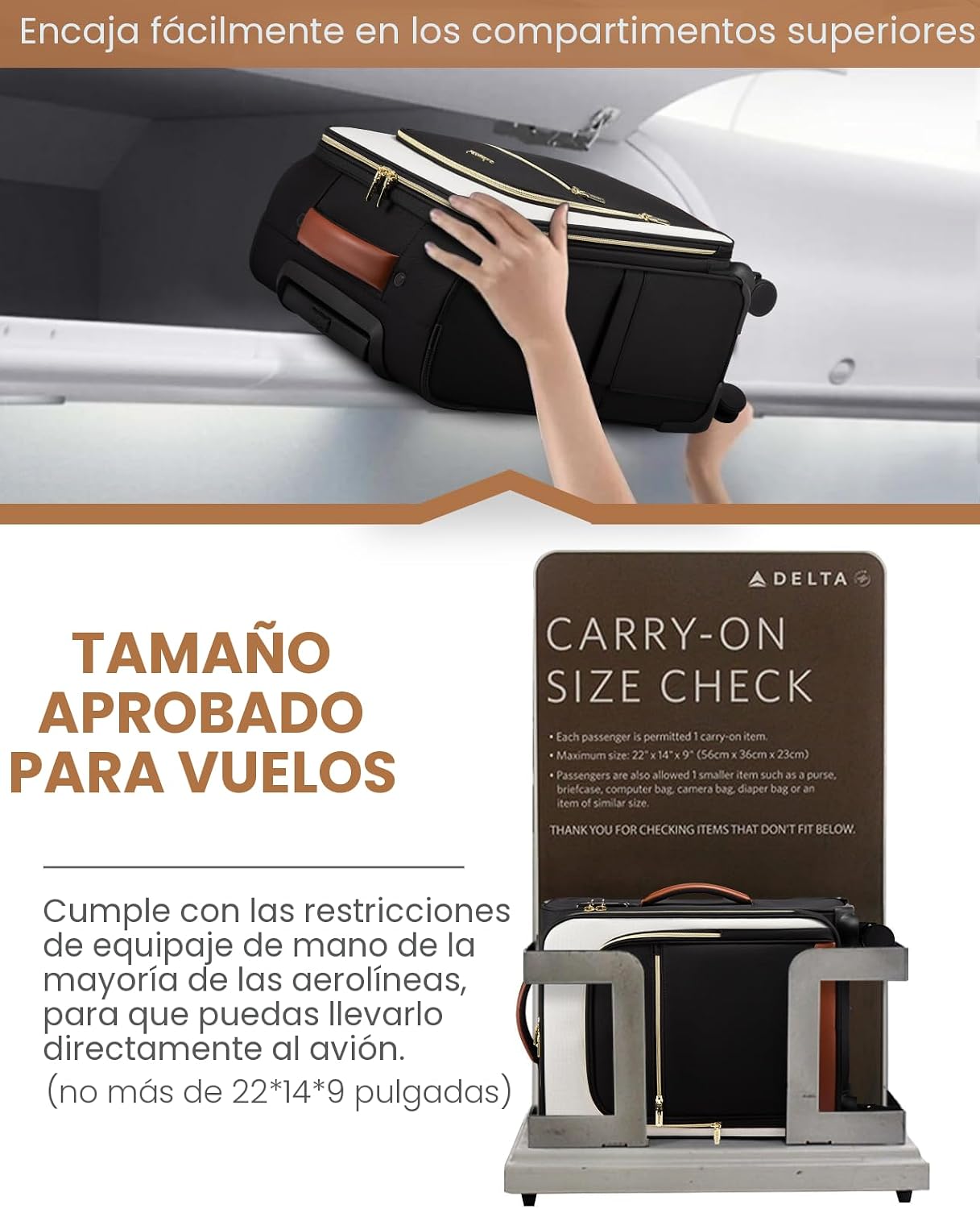 LOVEVOOK Equipaje de mano Maleta ligera con ruedas giratorias DOBLE...