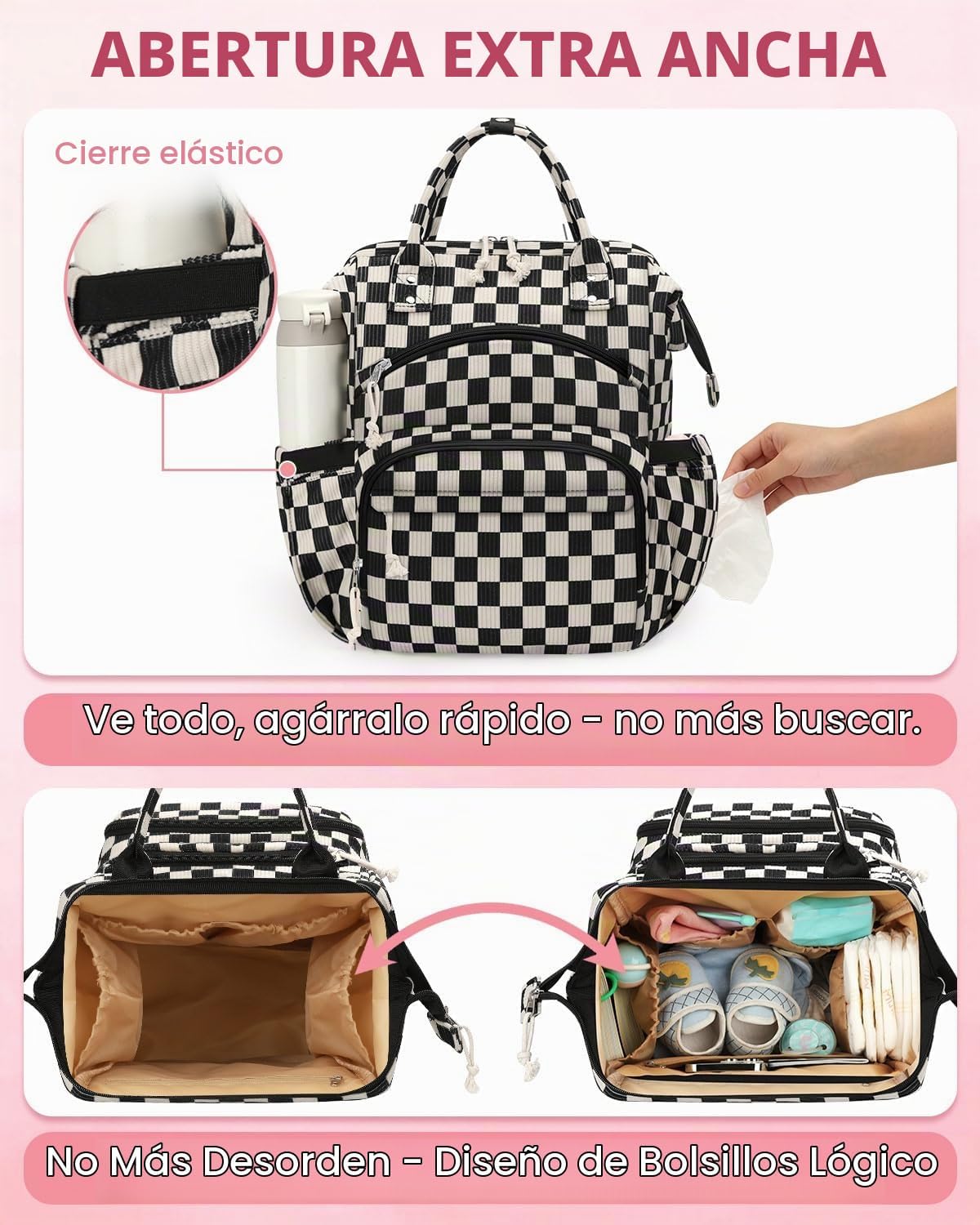 Mochila de pañales de pana para mamá, bolsa de pañales de viaje par...