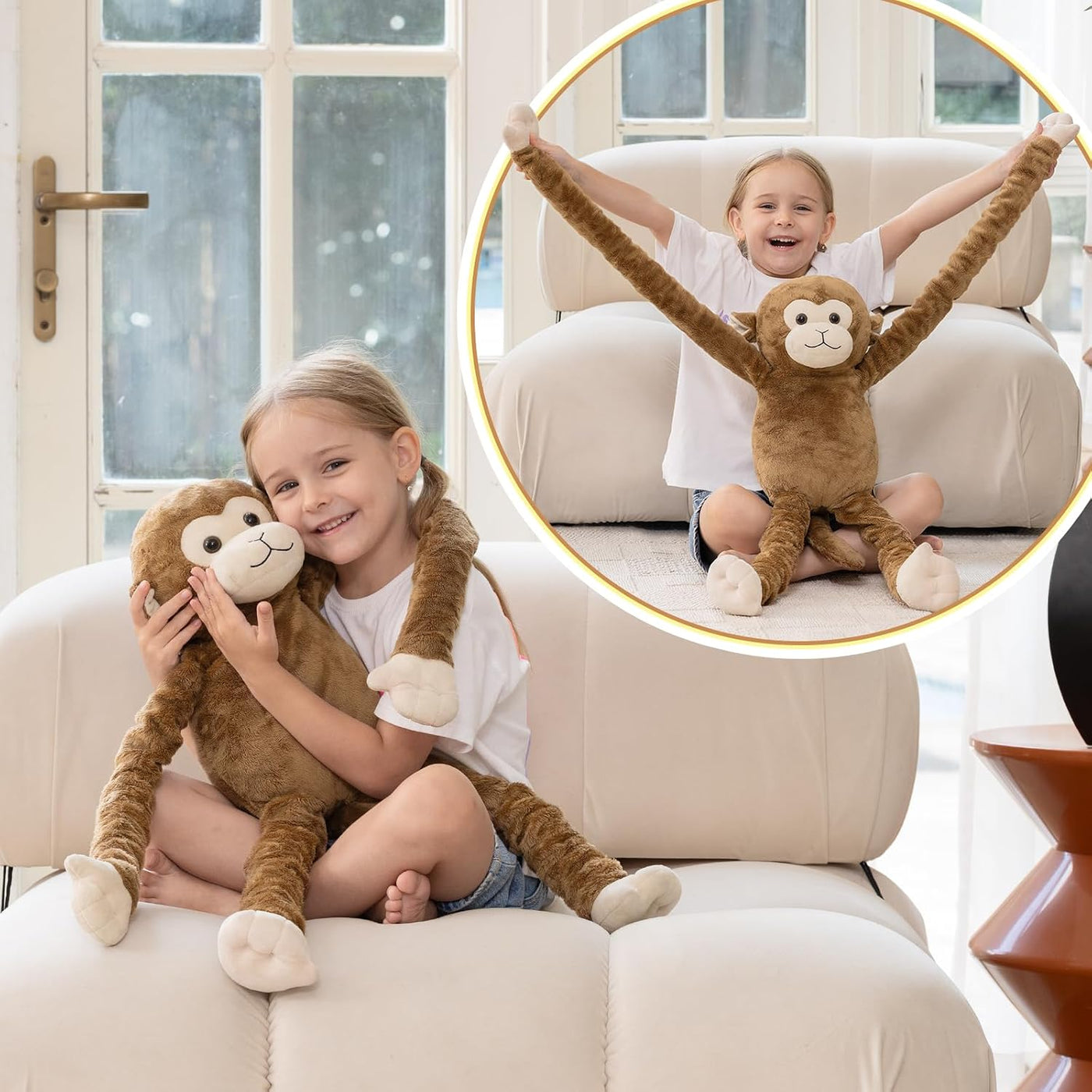 MorisMos Juguete de peluche de mono grande, de 23.6 a 35.4 pulgadas...