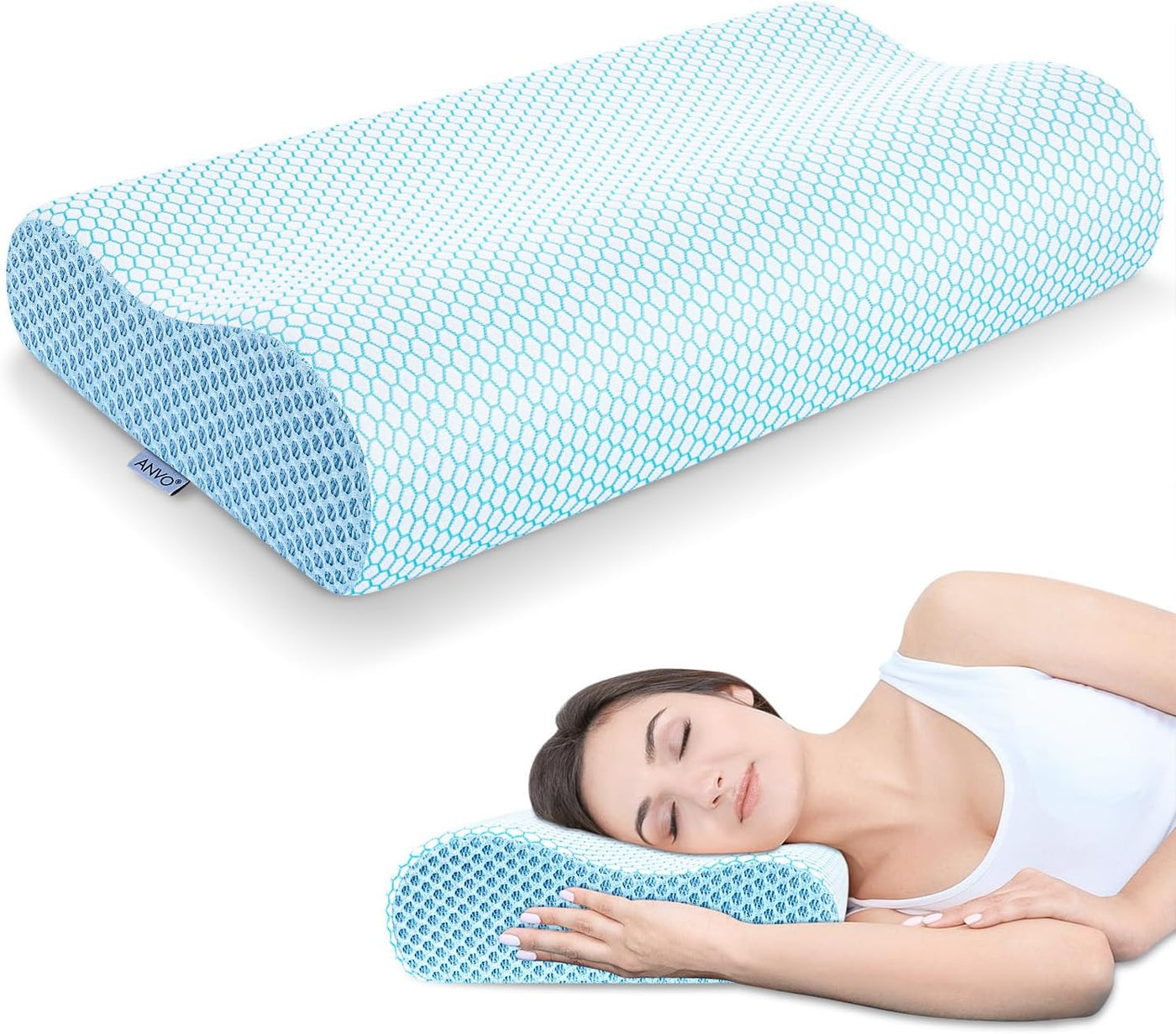 Almohada de espuma viscoelástica, almohada ortopédica cervical de c...