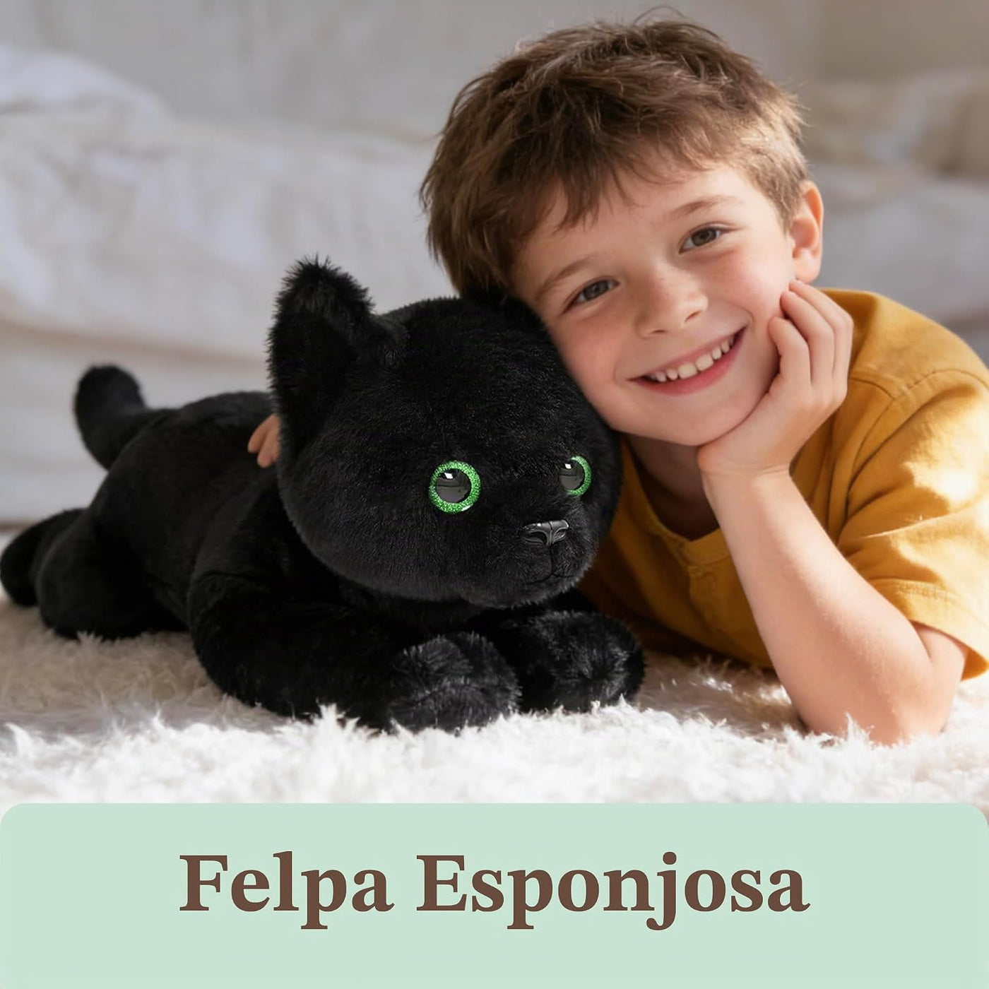 IKASA Peluche de gato negro grande, juguetes suaves grandes y grand...