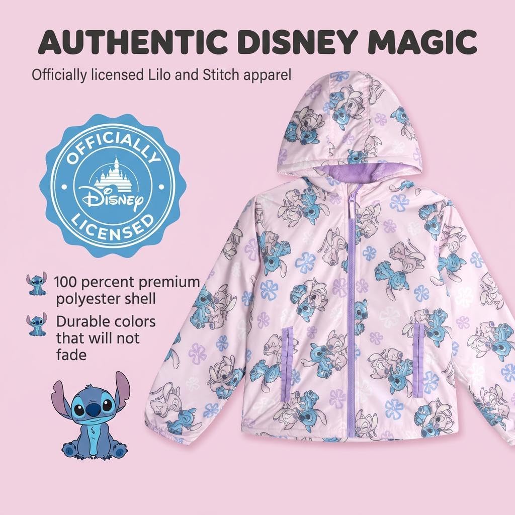 Disney Lilo & Stitch - Chaqueta impermeable con cremallera para...
