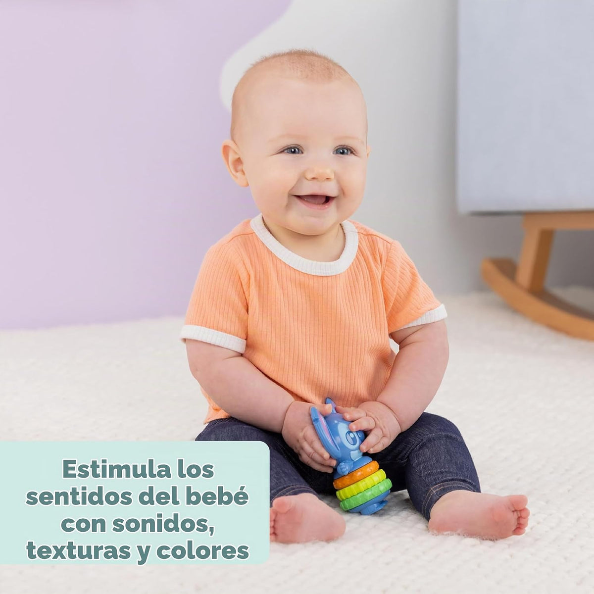 Bright Starts Disney Baby Stitch Twist-a-Stitch Juguete de dedo con...