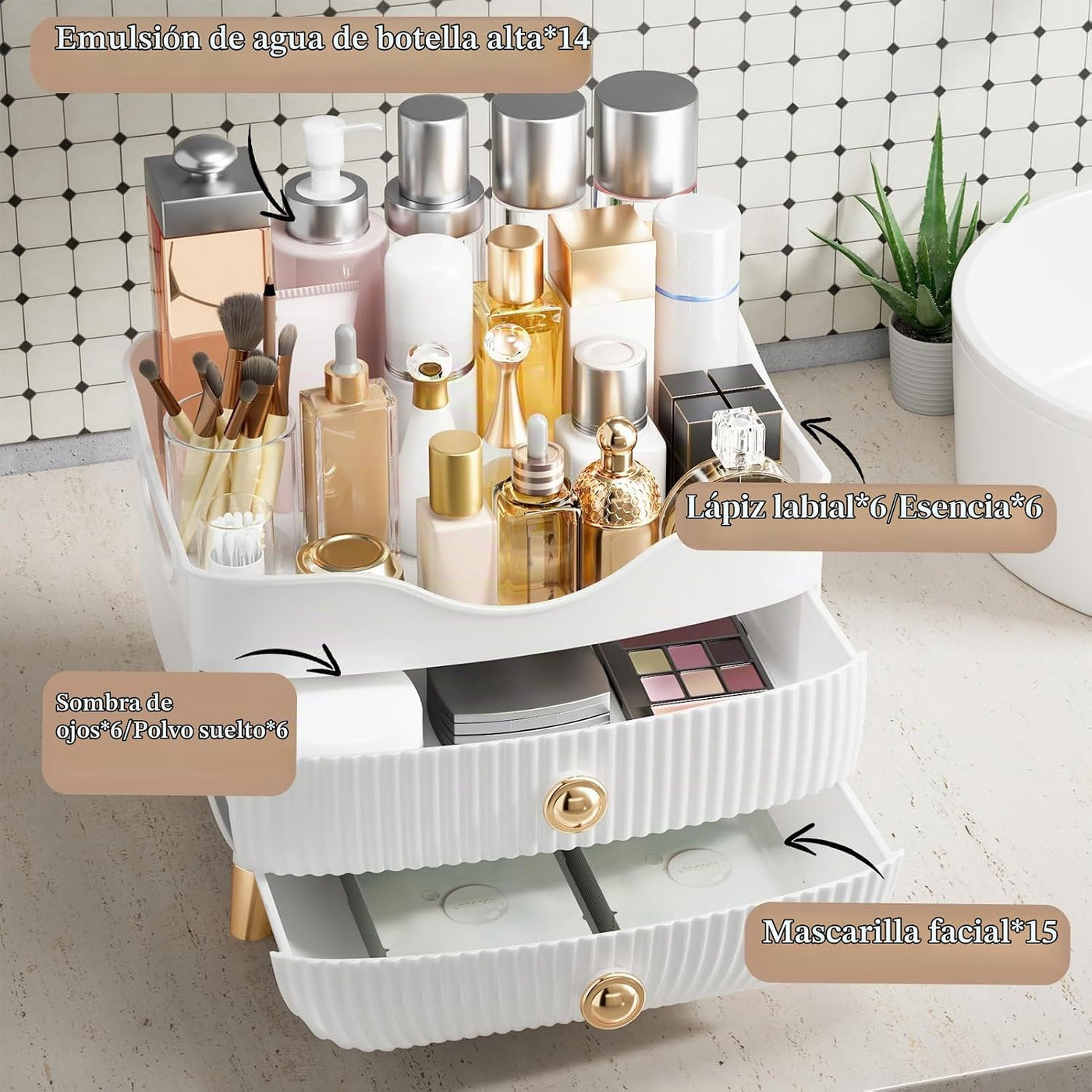 Organizador de maquillaje para encimera, organizador de cuidado de...
