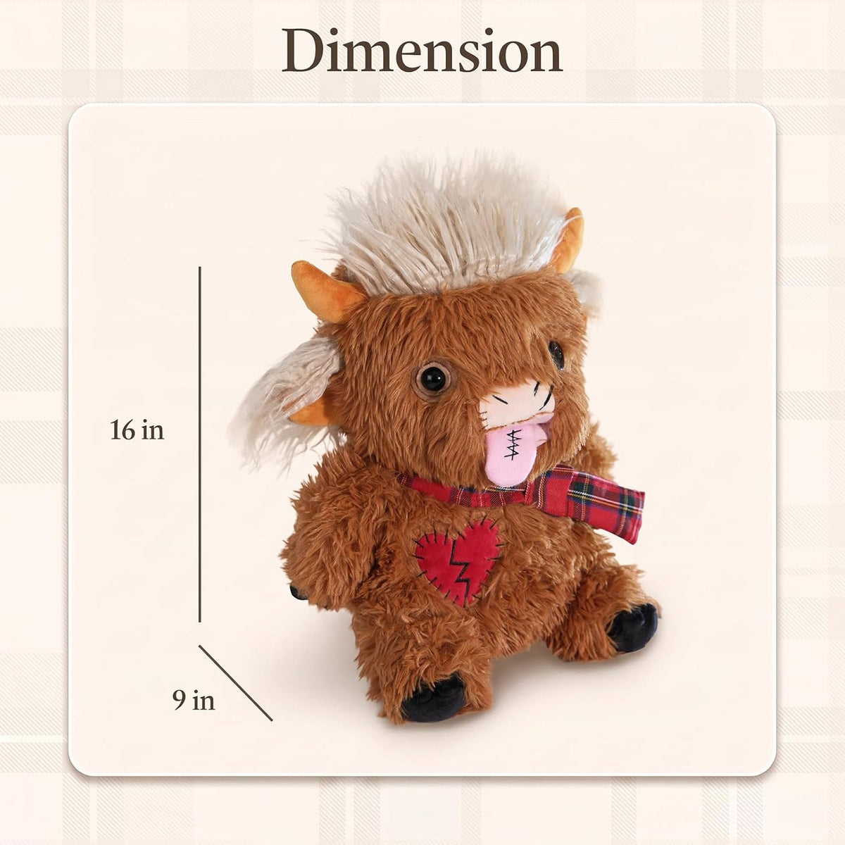 Peluche de vaca de las tierras altas de 16 pulgadas, divertido jugu...