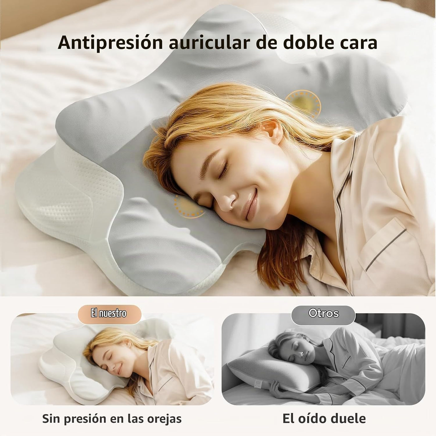 Almohada cervical para cuello y hombro, almohadas ergonómicas de es...