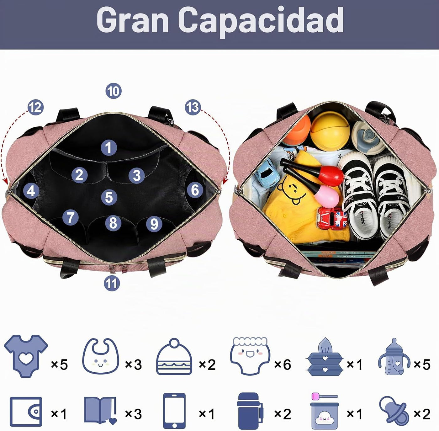 ITIEZY Bolsa de pañales tipo tote para bebé - Bolsa grande para mam...