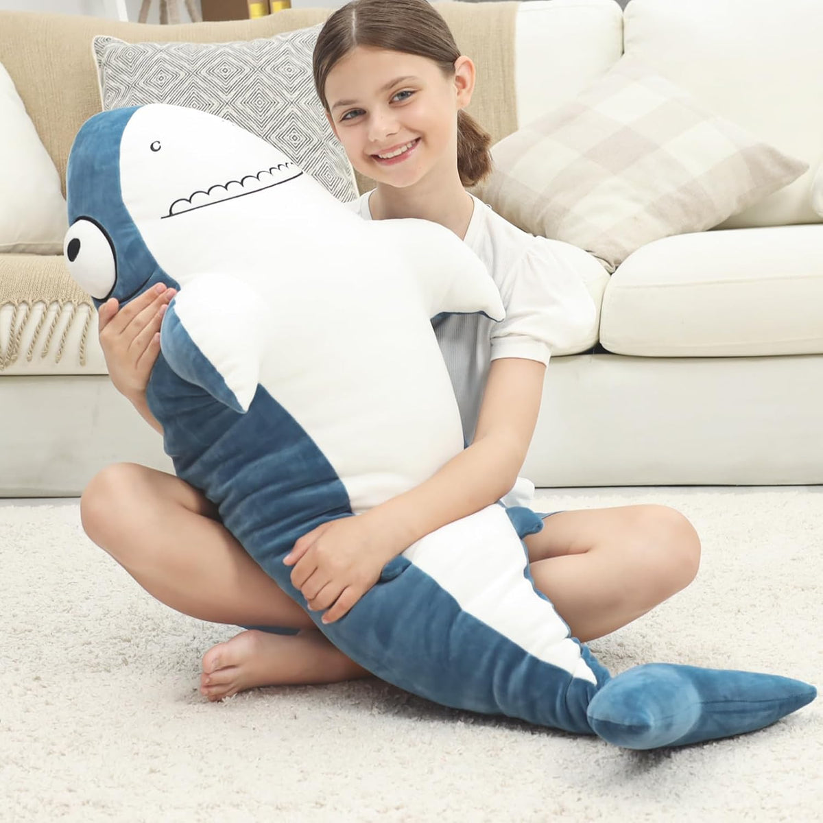 HAIJUNYA Peluche de Tiburones Gigantes Azules de 48", Animales...
