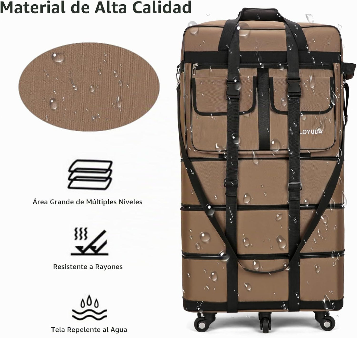 Gloyuda Equipaje expandible de 130 L, maleta de 40 pulgadas con rue...