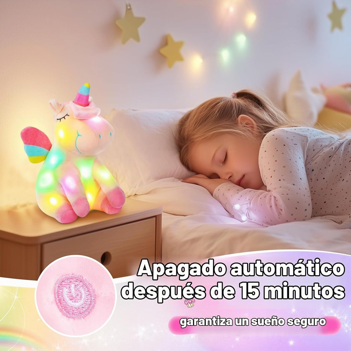 Athoinsu Juguete de peluche suave de unicornio rosa iluminado de 12...
