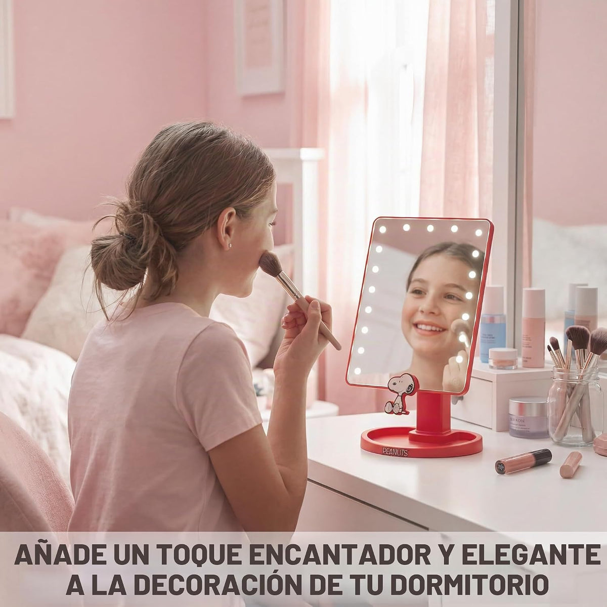 Get Trend Peanuts Snoopy - Espejo de maquillaje para niñas con luce...