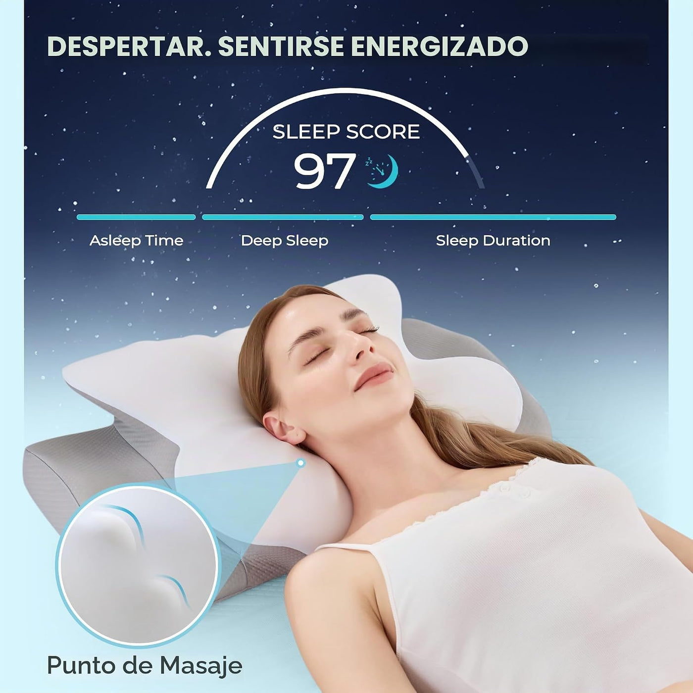 BDEUS Almohada cervical cervical para dormir, almohada ergonómica d...