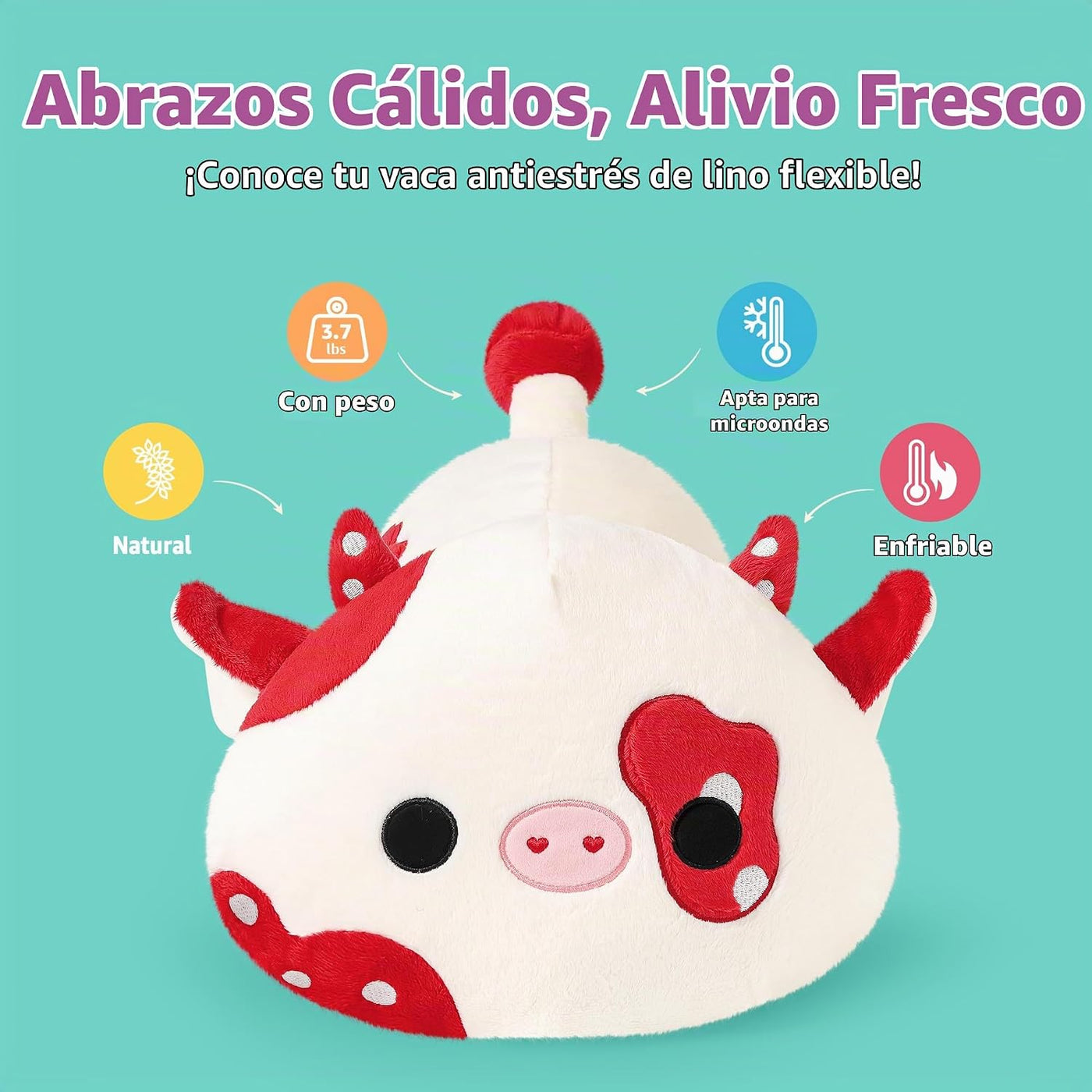 Onsoyours Animales de peluche originales de vaca hongo ponderados y...