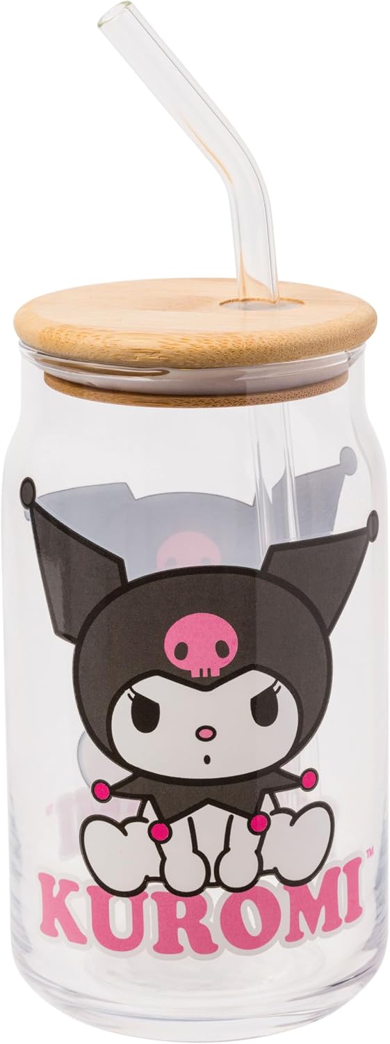 Silver Buffalo Sanrio - Vaso de vidrio de Hello Kitty y Kuromi, con...