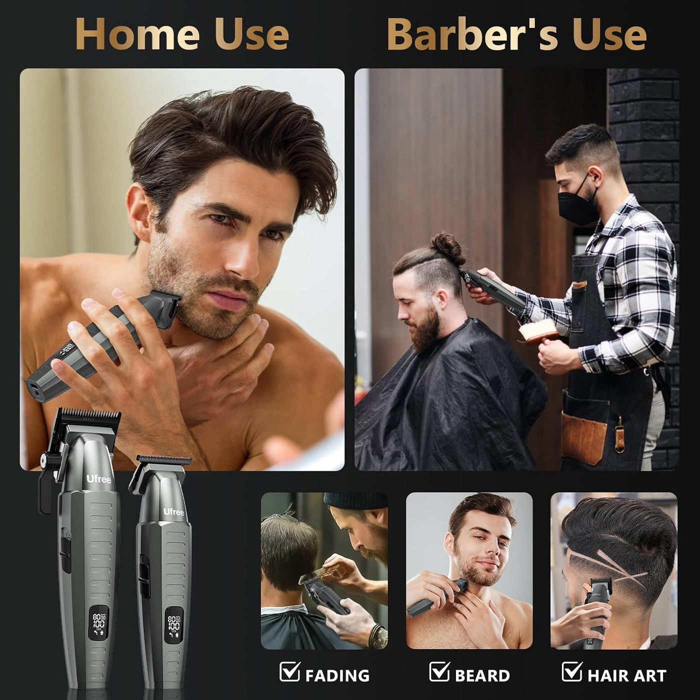 Ufree Cortapelos inalámbricos para hombres, juego de cortapelos pro...