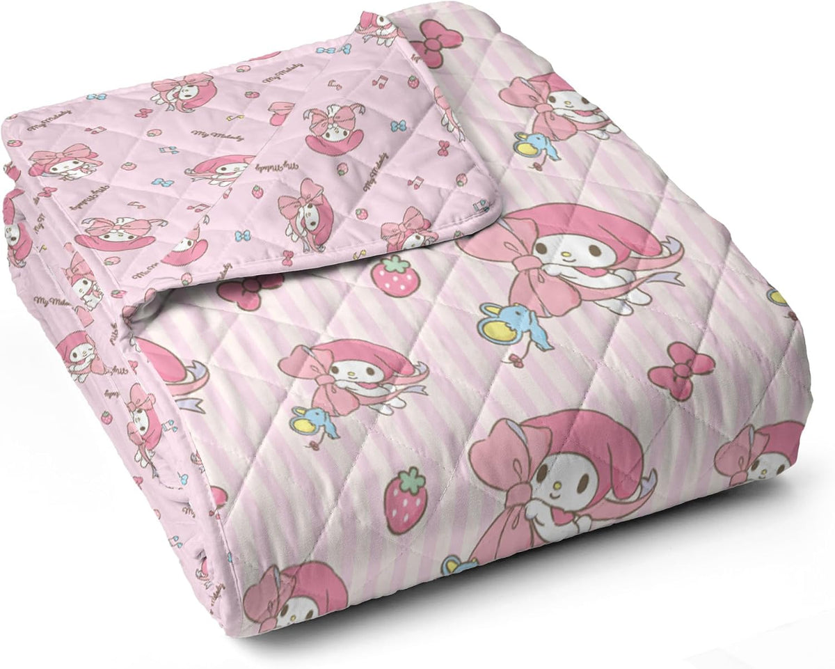 Northwest Sanrio My Melody - Manta acolchada a rayas, cómoda manta...