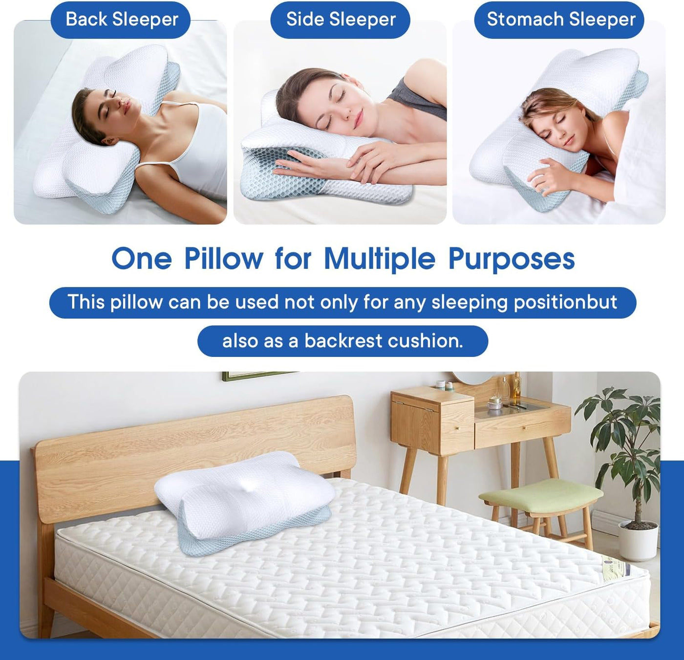 LALUCREATE - Almohada de soporte cervical para el cuello, almohada...