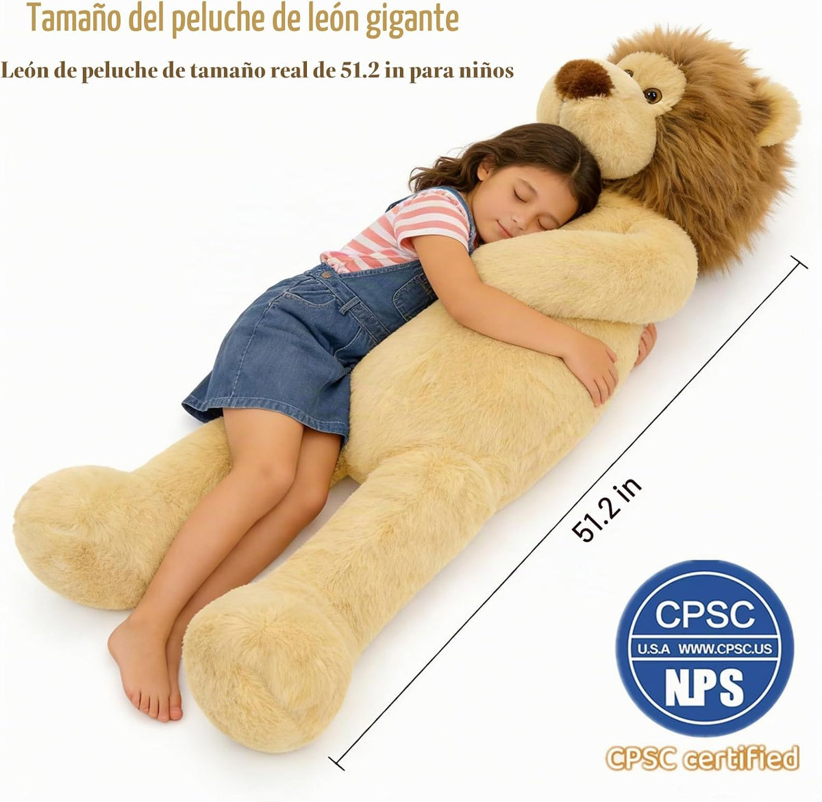 Tezituor Peluche de león gordo gigante de 4.3 pies, juguete de pelu...