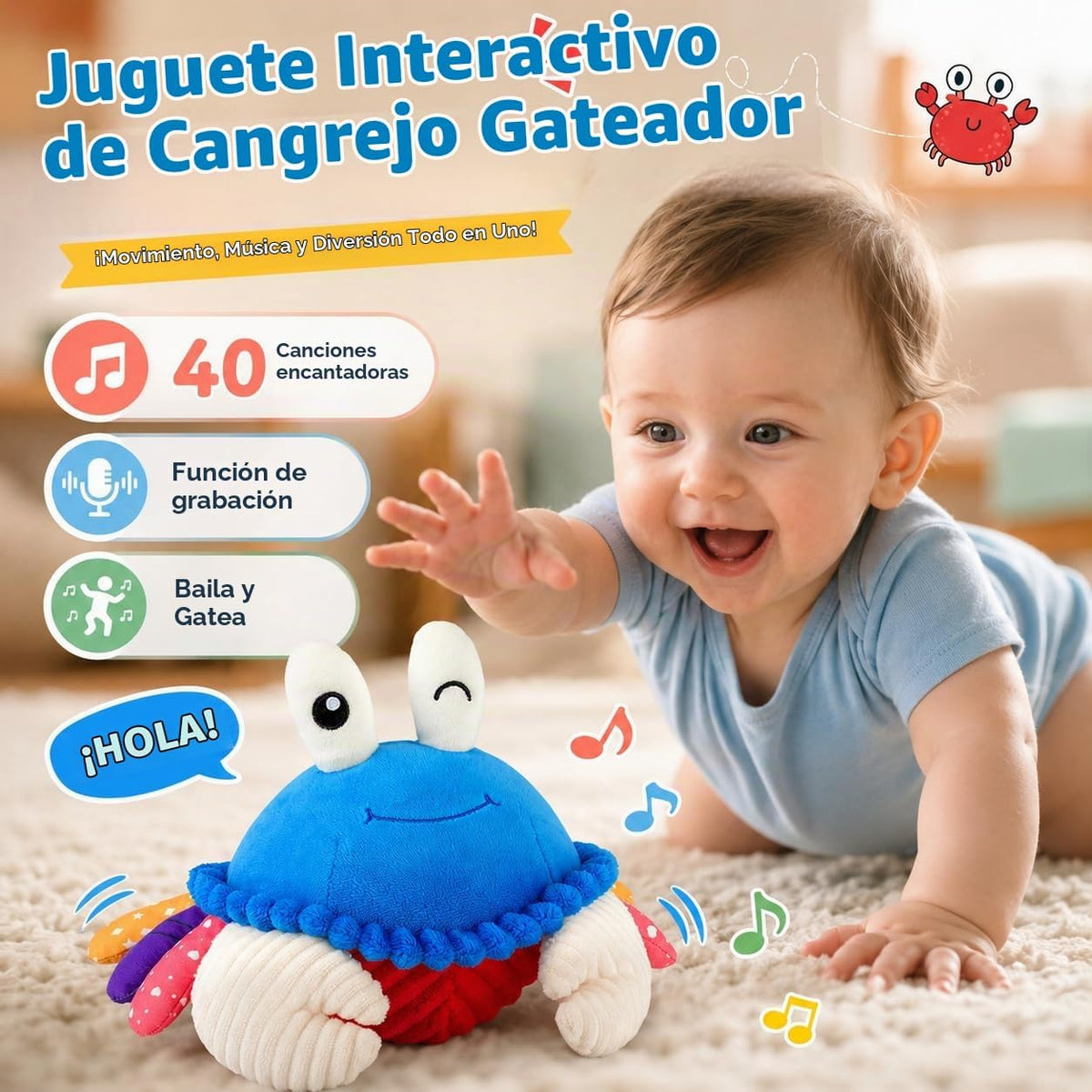 Juguetes para bebés de 12 a 18 meses, juguete de peluche musical de...
