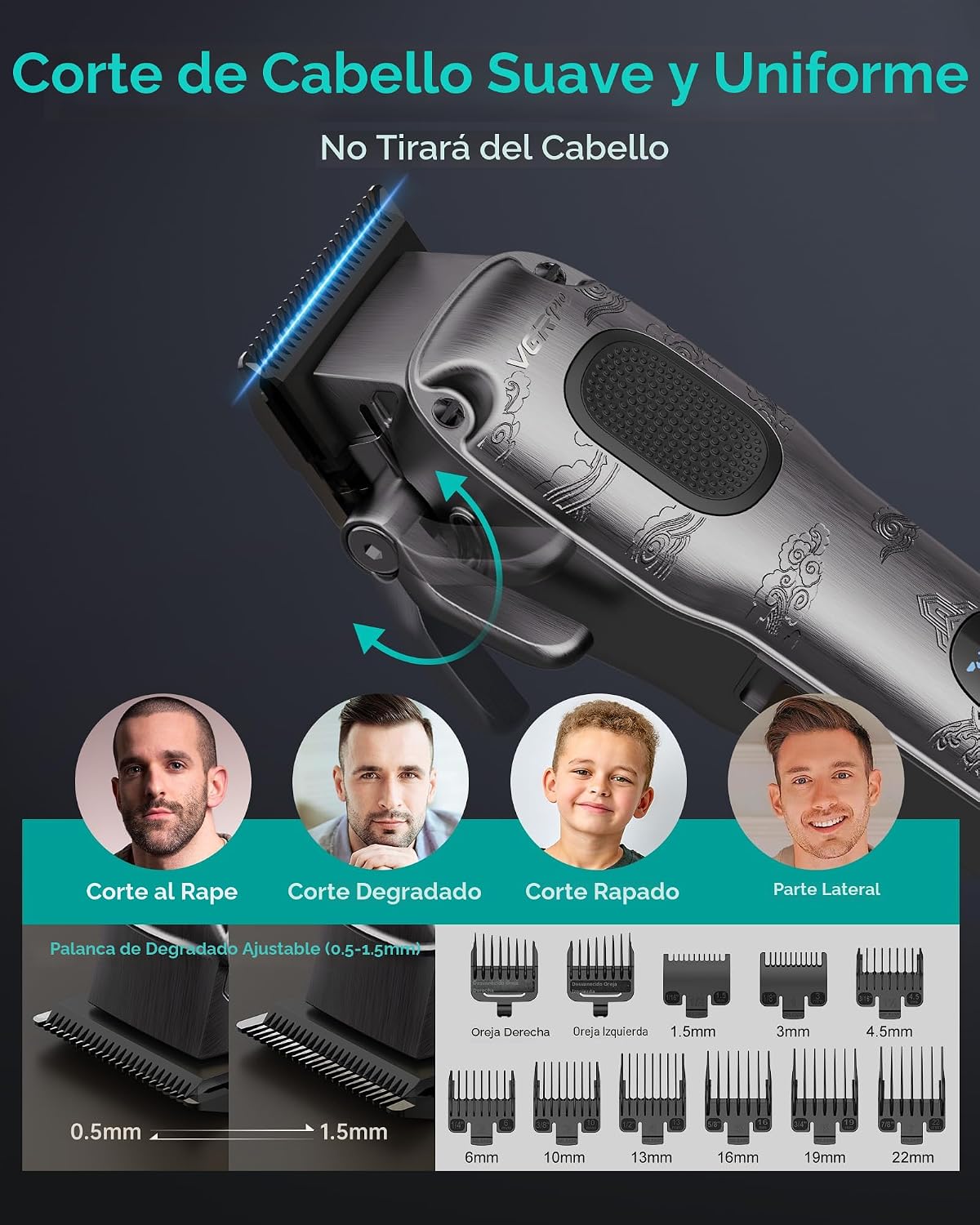 VGRPRO Cortapelos para hombre profesional, inalámbrico y con cable...