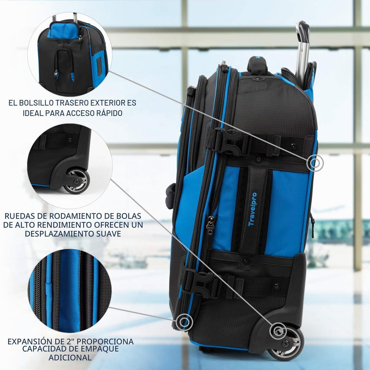Travelpro Luggage Bold - Rollaboard expandible de 22", Azul\/Ne...