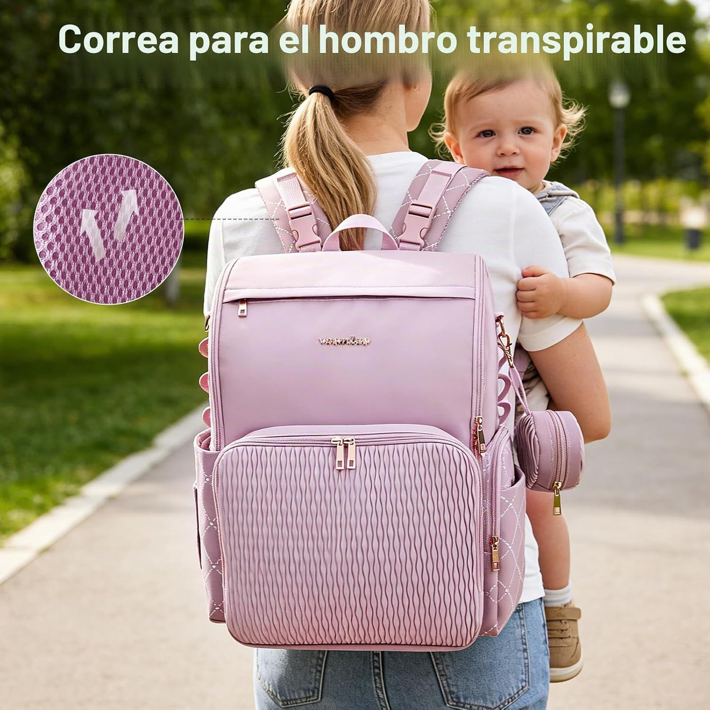 vosmles Elegante bolsa de pañales para bebé, bolsa de bebé con camb...