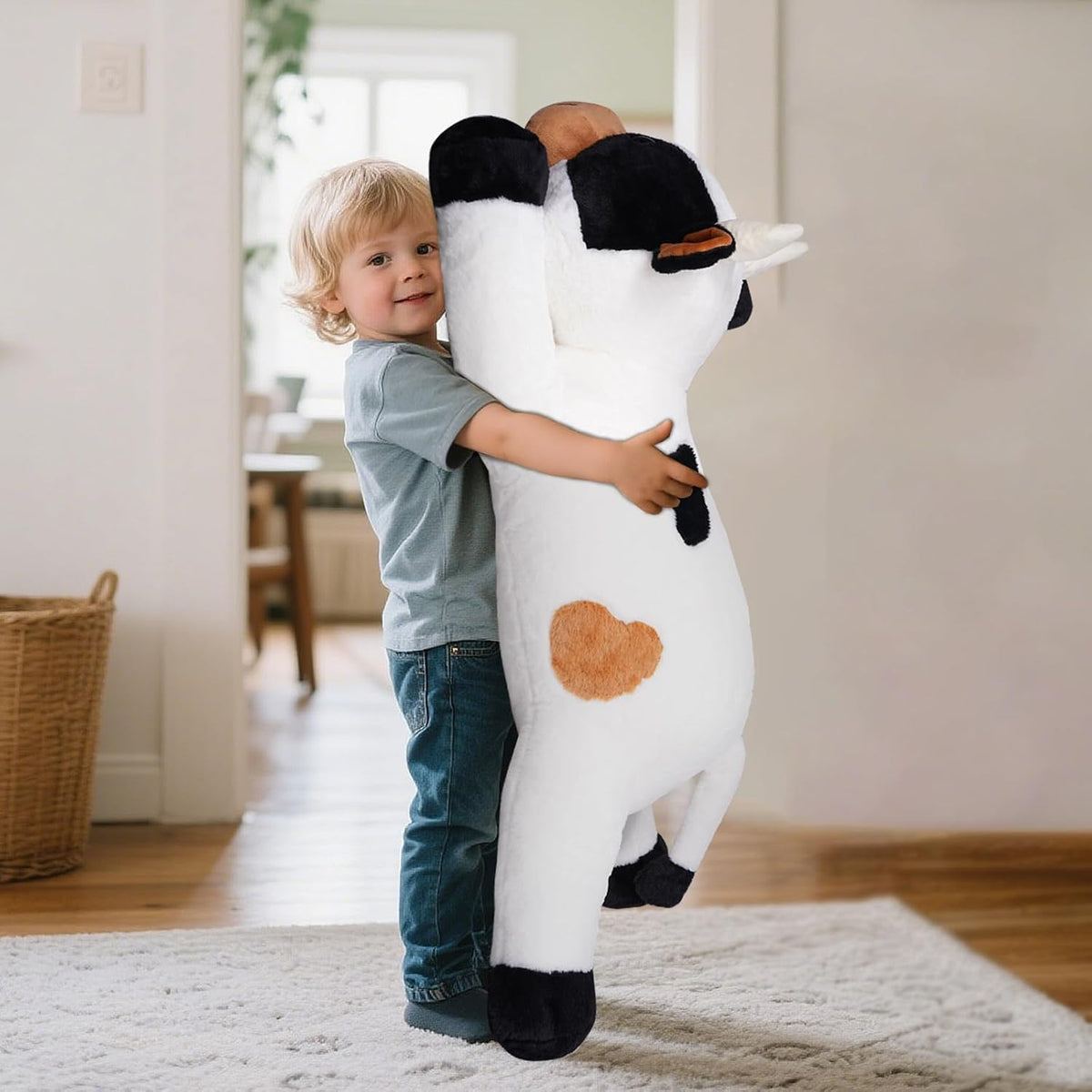 ZBLX Peluche de vaca gigante, animal de peluche de vaca grande de 3...
